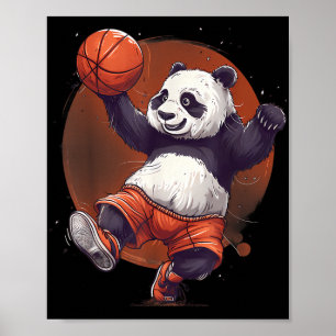 Basketball Bear Panda Basketball Hoop Drawing Anim Poster