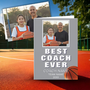 Basketball Best Coach Ever Player Photo Letterpress Thank You Card