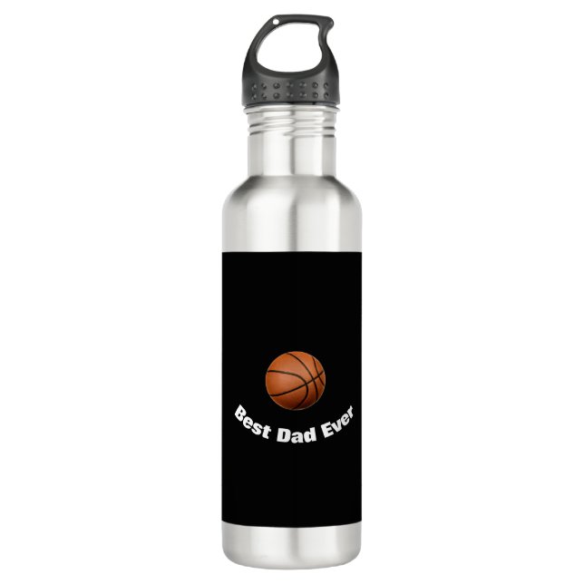 Basketball Best Dad Ever Custom Stainless Steel Water Bottle (Front)