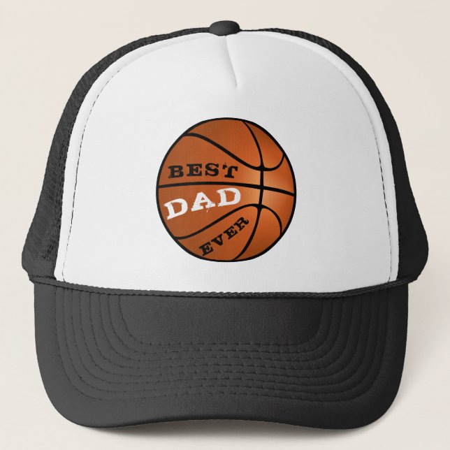 Basketball Best Dad Ever Modern Father`s Day Trucker Hat (Front)