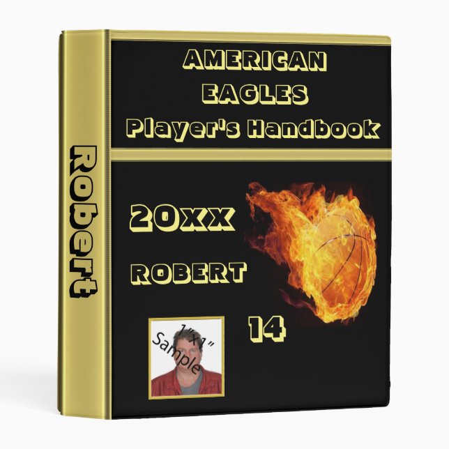 Basketball Binder with Player's Name And Photo (Front/Spine)