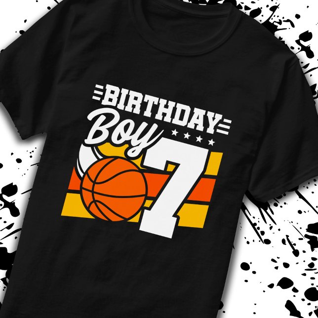 Basketball Birthday 7 Year Old Boy 7th Birthday T-Shirt (Creator Uploaded)