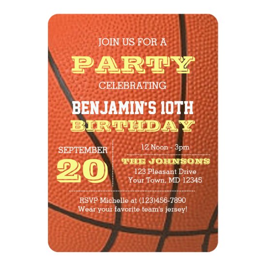 Basketball Birthday All Occasion Invitation