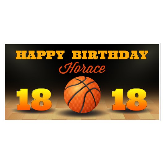 Basketball Birthday Banner Party Decor Any Age (Front)