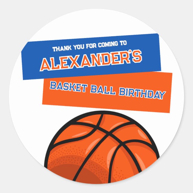 Basketball Birthday Bash Sticker (Front)