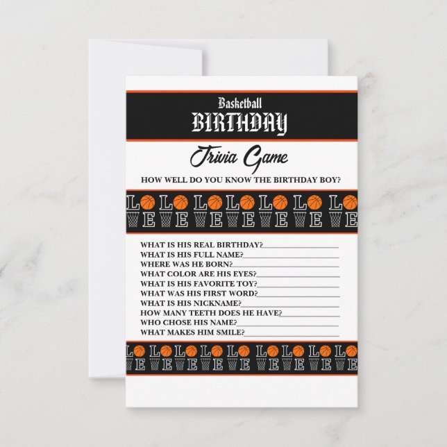 Basketball Birthday Basketball Player Party Game (Front)