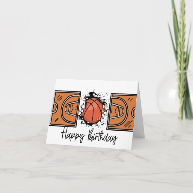 Basketball  Birthday card with ball for player  (Front)
