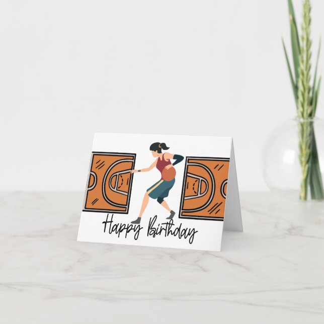 Basketball  Birthday card with ball for woman  (Front)