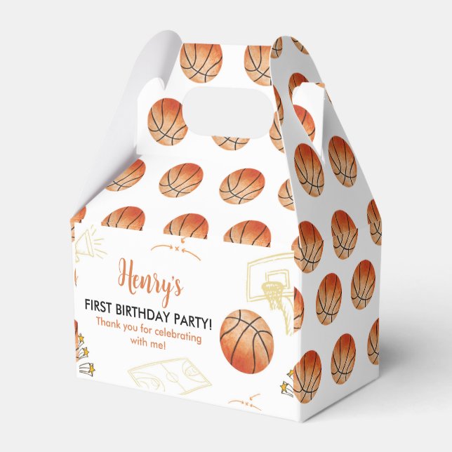 Basketball Birthday Favor Box Sport Party (Front Side)