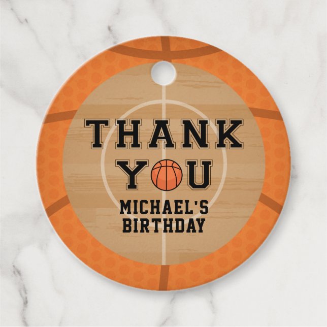 Basketball, Birthday Favor Tags (Front)