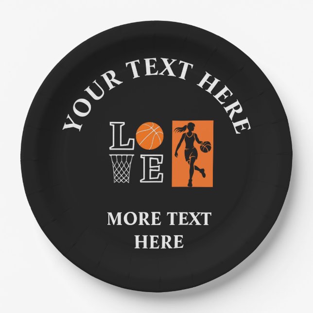 Basketball Birthday Gift, Basketball Player Paper Plates (Front)