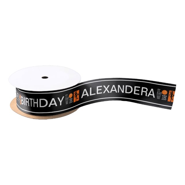 Basketball Birthday Gift, Basketball Player Satin Ribbon (Spool)