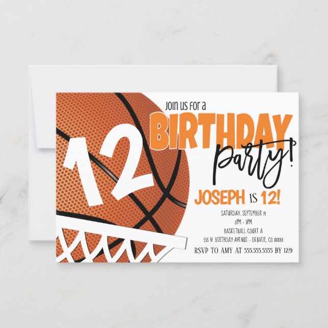 Basketball Birthday Invitation (Front)