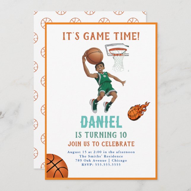 Basketball Birthday Invitation (Front/Back)