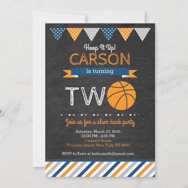 Basketball Birthday Invitation (Front)