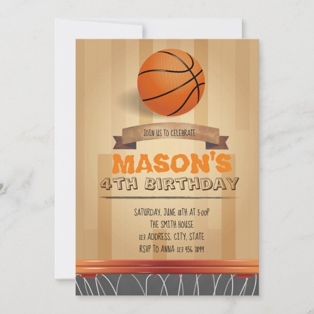 Basketball birthday invitation (Front)