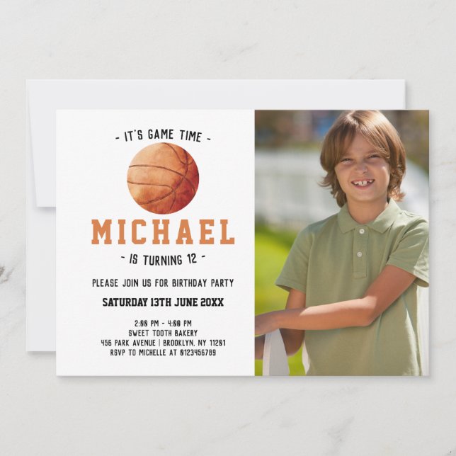 Basketball Birthday Invitation (Front)