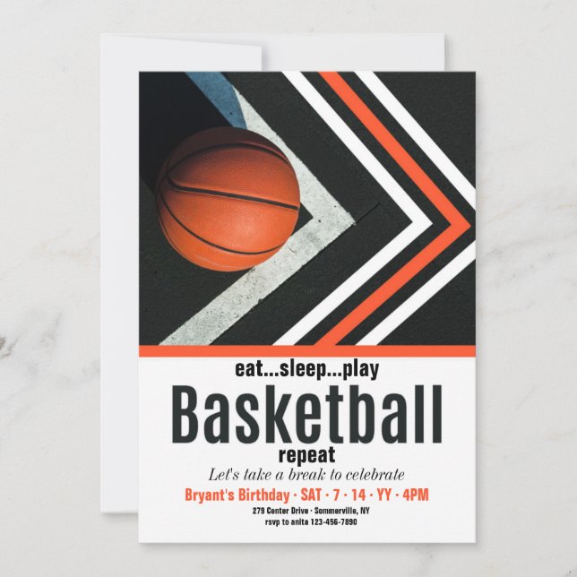 Basketball Birthday Invitation (Front)