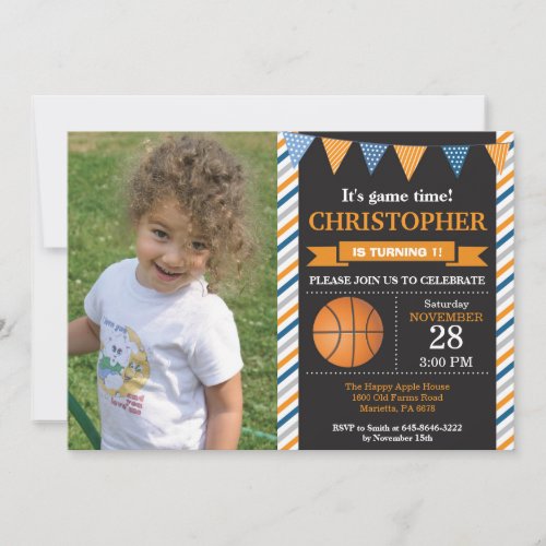 Basketball Birthday Invitation 1st Birthday Party