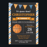 Basketball Birthday Invitation 1st Birthday Party<br><div class="desc">Basketball Birthday Invitation 1st Birthday Party. Boy Birthday Party Invite. Basketball Sport Themed Birthday Bash. Blue Orange and White Stripes Chalkboard Background. 1st First Birthday. 1st 2nd 3rd 4th 5th 6th 7th 8th 9th 10th 11th 12th 13th 14th `5th, Any Age. Printable Digital. For further customization, please click the "Customize...</div>