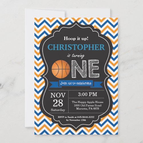 Basketball Birthday Invitation 1st Birthday Party