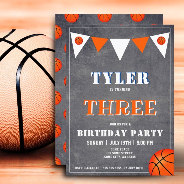 Basketball Birthday Invitation Boy 3rd Birthday (Creator Uploaded)