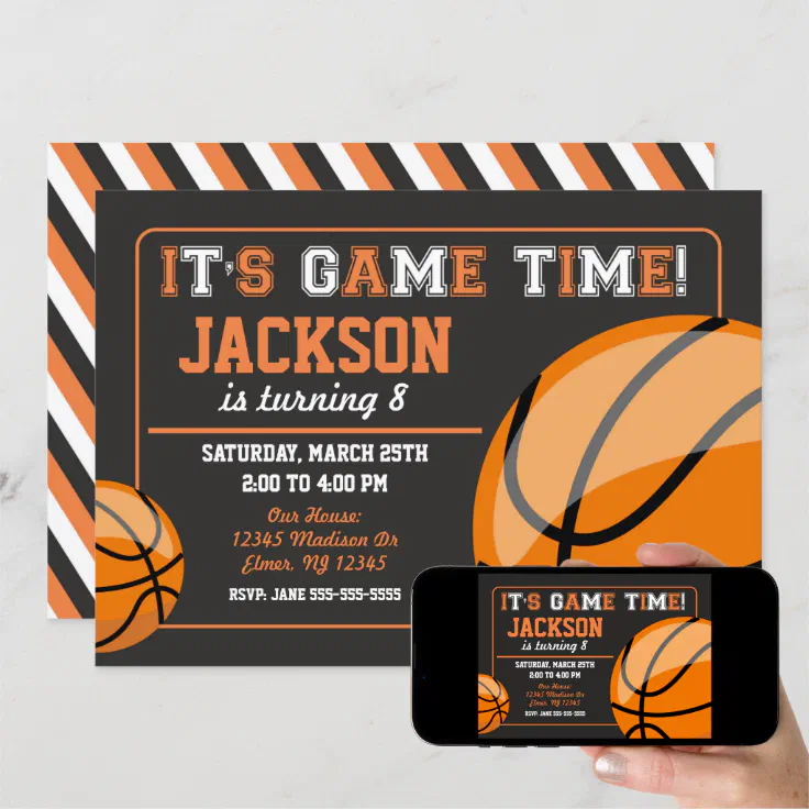 Basketball Birthday Invitation Chalkboard | Zazzle