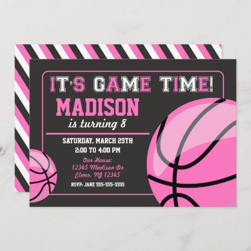 Basketball Birthday Invitation Chalkboard Girl