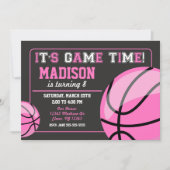 Basketball Birthday Invitation Chalkboard Girl (Front)
