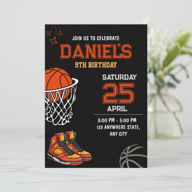Basketball Birthday Invitation Editable Basketball (Standing Front)