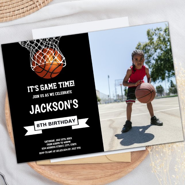 Basketball Birthday Invitations with Photo (Basketball Birthday Invitations with photo)