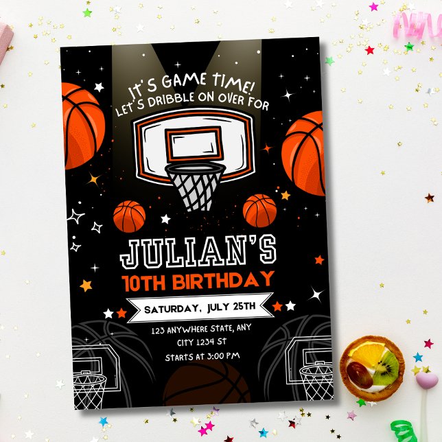 Basketball Birthday Kids Sports Theme Boys Party Invitation (Creator Uploaded)