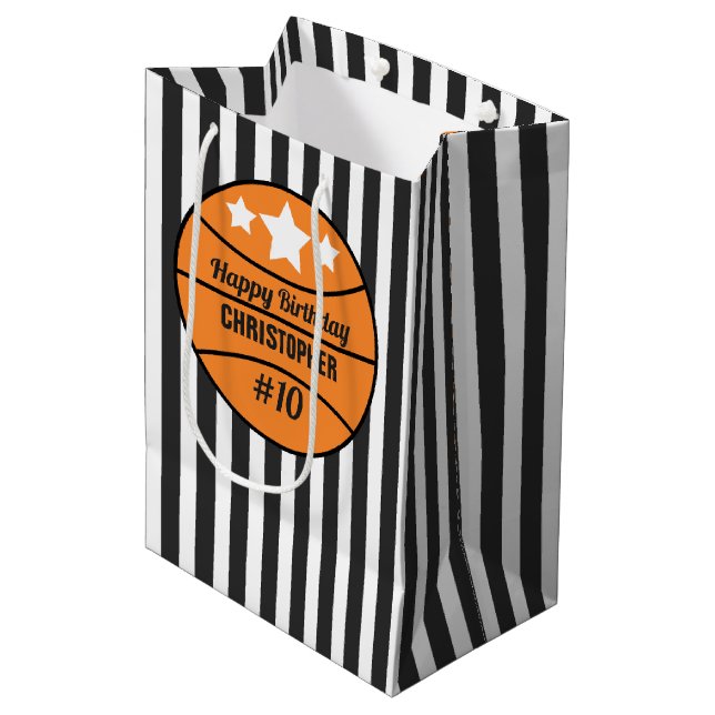 Basketball Birthday Medium Gift Bag (Front Angled)