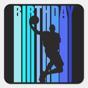 Basketball Birthday Mens Kids CHildren Cool Funky Square Sticker