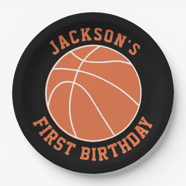 Basketball Birthday Paper Plates (Front)