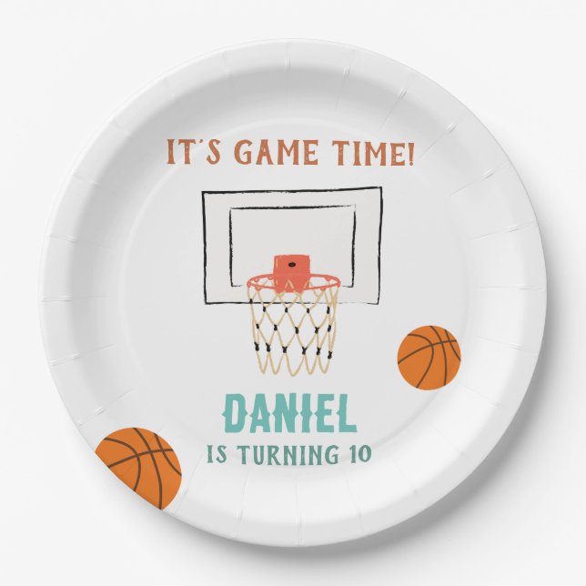 Basketball Birthday Paper Plates (Front)