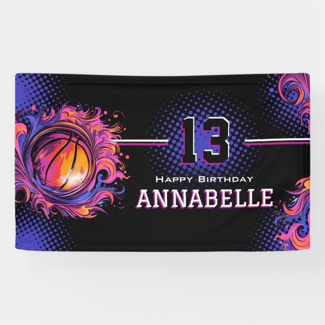 Basketball Birthday Party Banner (Horizontal)