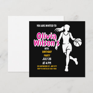 Basketball Birthday Party, Basketball Player Inv Invitation