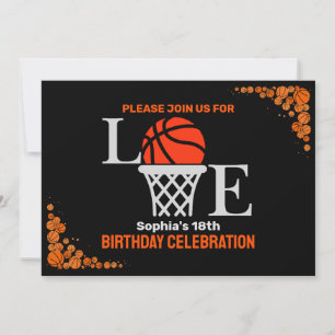 Basketball Birthday Party, Basketball Player  Invi Invitation