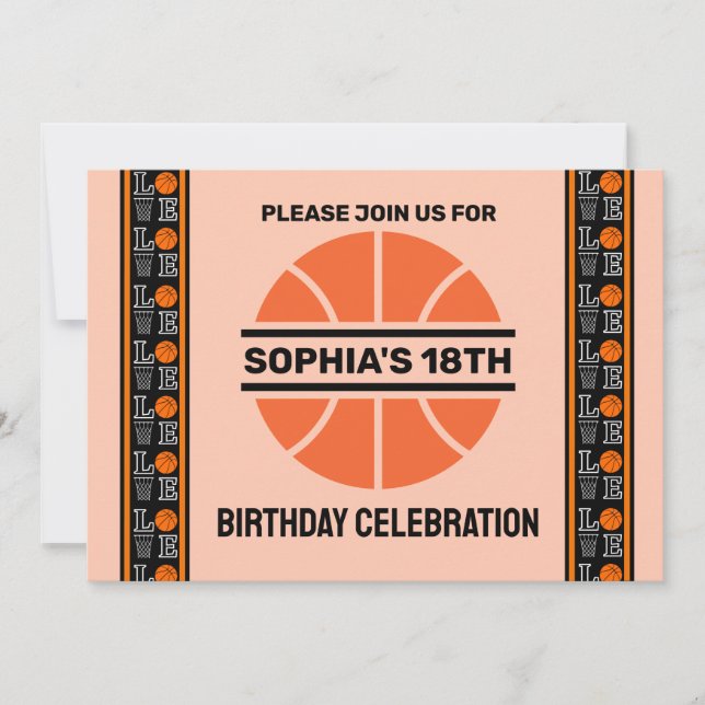 Basketball Birthday Party, Basketball Player  Invi Invitation (Front)