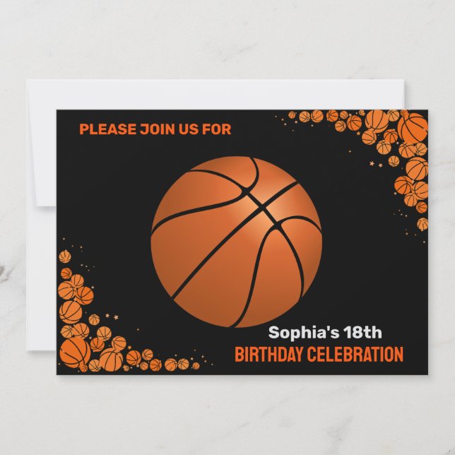 Basketball Birthday Party, Basketball Player  Invi Invitation (Front)