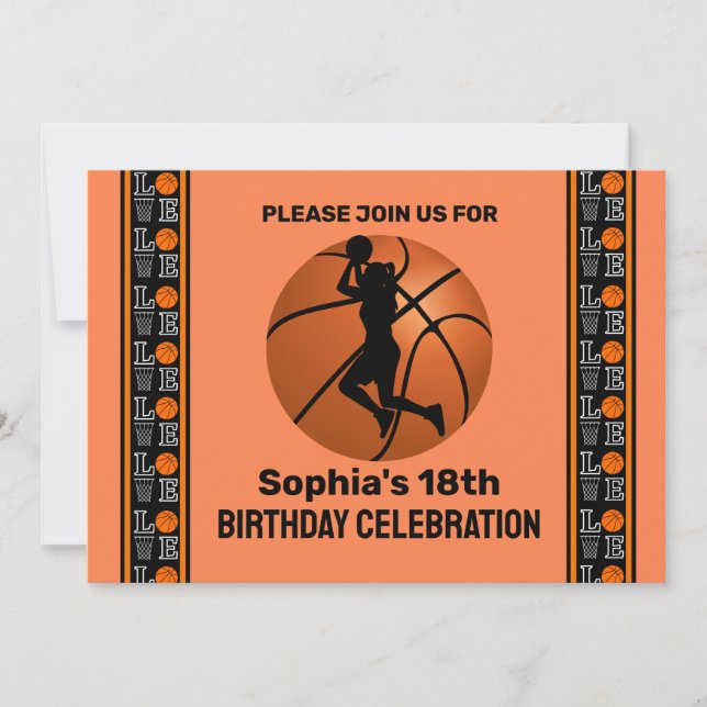 Basketball Birthday Party, Basketball Player  Invi Invitation (Front)