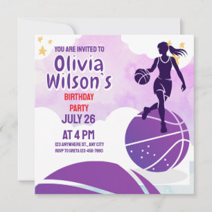 Basketball Birthday Party, Basketball Player Invitation