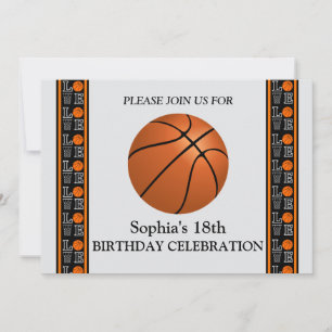 Basketball Birthday Party, Basketball Player Invitation