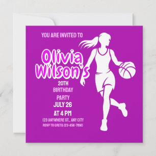 Basketball Birthday Party, Basketball Player Invitation