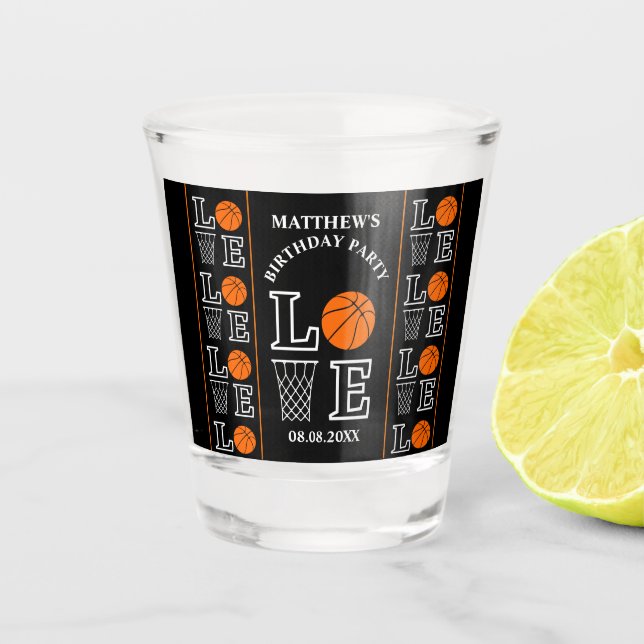 Basketball Birthday Party, Basketball Player  Shot Glass (Front)