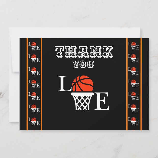 Basketball Birthday Party, Basketball Player  Thank You Card (Front)