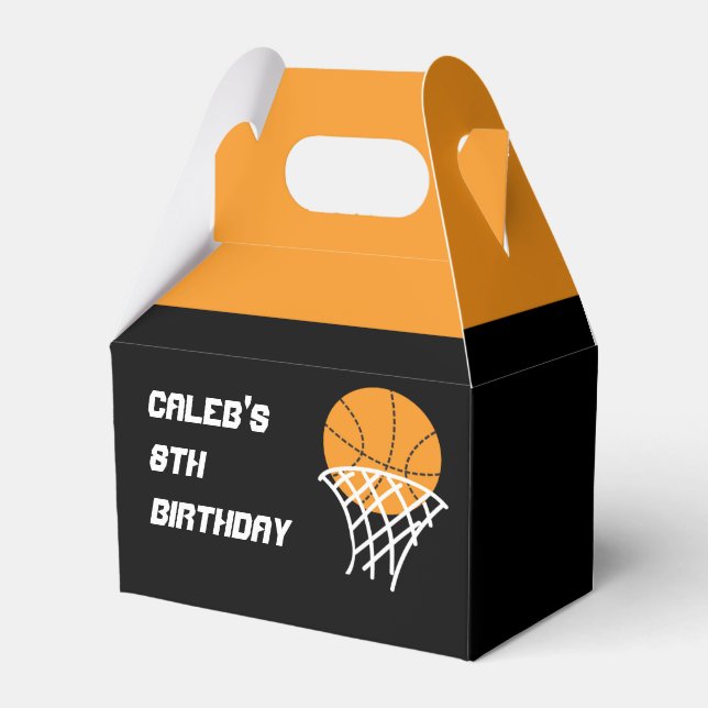 Basketball Birthday Party Black Orange Favor Boxes (Front Side)