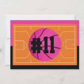 Basketball Birthday Party Black Pink & Orange Invitation (Back)