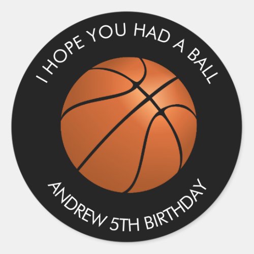 Basketball Birthday Party  Classic Round Sticker